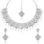 Aheli Matte Finish Traditional Indian Necklace Earrings Maang Tikka Set Wedding Party Bollywood Fashion Jewelry for Women Aheli Matte Finish Traditional Indian Necklace Earrings Maang Tikka Set Wedding Party Bollywood Fashion Jewelry for Women
