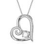 AOBOCO Engraved''I love you'' Sterling Silver Heart Pendant Necklace Embellished with Crystals from Austria, Fine Anniversary Birthday Christmas Jewelry Gifts for Women