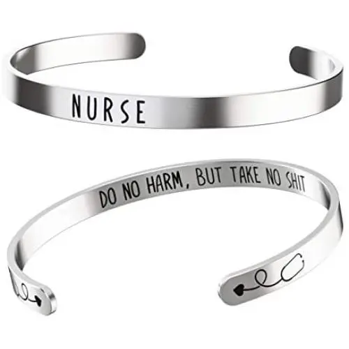 Nurse Bracelet - RN Gifts - Stainless Steel Bangle for Women – Silver cuff with stethoscope - inspirational mantra daily reminder – Christmas Birthday or Graduation gift Nurse Bracelet - RN Gifts - Stainless Steel Bangle for Women – Silver cuff with stethoscope - inspirational mantra daily reminder – Christmas Birthday or Graduation gift