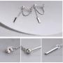Bar Dangle Earrings With Chain for Women Minimalist 925 Sterling Silver Stud Earrings