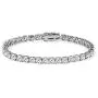 14k White Gold Plated Round Cut 5 Cubic Zirconia Tennis Bracelet 7.5 inch for Men and Women