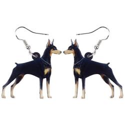 WEVENI Acrylic Basset Hound Doberman Dog Earrings Dangle Drop Pet Jewelry For Women Girls Party Gifts