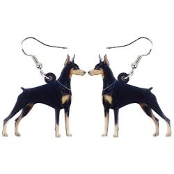 WEVENI Acrylic Basset Hound Doberman Dog Earrings Dangle Drop Pet Jewelry For Women Girls Party Gifts