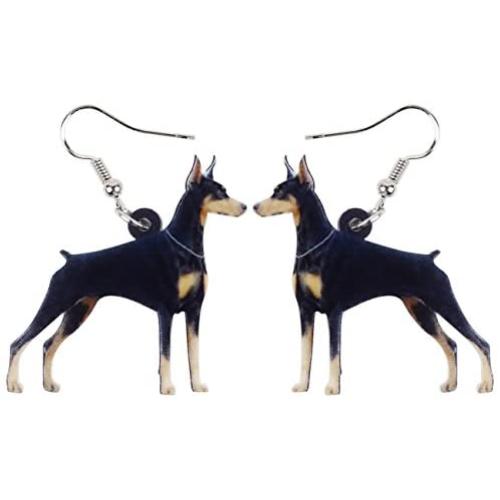 NEWEI Acrylic Drop Dangle Sweet Doberman Pinscher Dog Earrings Fashion Jewelry For Gift Girl Women Charms