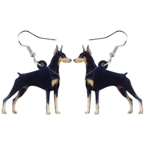 WEVENI Acrylic Basset Hound Doberman Dog Earrings Dangle Drop Pet Jewelry For Women Girls Party Gifts