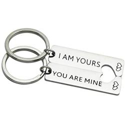 Ikunne Couple Keychain Gifts for Girlfriend Boyfriend I am Yours You are Mine/She& He Swiped Right Keychian Sets Couples Jewelry Gift for Valentines Day Anniversary
