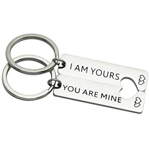 Ikunne Couple Keychain Gifts for Girlfriend Boyfriend I am Yours You are Mine/She& He Swiped Right Keychian Sets Couples Jewelry Gift for Valentines Day Anniversary