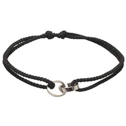 Handmade Adjustable Rope Bracelet Two Rings Link Symbol of Love Friendship Affection Luck Bracelet Jewelry Gift