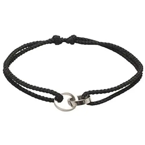 Handmade Adjustable Rope Bracelet Two Rings Link Symbol of Love Friendship Affection Luck Bracelet Jewelry Gift