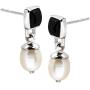 Silpada Black and White Natural Onyx and 8 mm Freshwater Cultured Pearl Drop Earrings in Rhodium over Silver