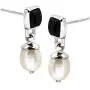 Silpada Black and White Natural Onyx and 8 mm Freshwater Cultured Pearl Drop Earrings in Rhodium over Silver