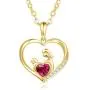 Agvana 14K Solid Real Yellow Gold Genuine Natural Garnet Diamond Mother Daughter Pendant Necklace Anniversary Birthday Gifts Fine Jewelry for Women Girls Mom Grandma Wife Daughter Her, 16+2 Inch