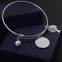 BEKECH Nonna Bracelet Grandma Nonna Charm Expandable Wire Bangle Nana Nonna Jewelry Grandmother Gift for Family Nonna