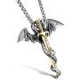 Fusamk Punk Animal Pendant Titanium Steel Sword Wing Dragon Necklace
