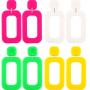 4 Pairs 80s Women Retro Earrings Geometric Dangle Neon Earrings for Party Costume Accessory