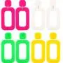 4 Pairs 80s Women Retro Earrings Geometric Dangle Neon Earrings for Party Costume Accessory