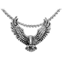 Xusamss Punk Rock Titanium Steel Wings Eagle Pendant Necklace,24inhes Link Chain
