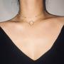 Konpicca 18K Gold Plated Chain Choker Necklace Tiny Pearl Lucky Heart Circle Link Necklace Sets Minimalist Layering Stacking Jewelry for Women