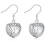 Heart Shaped Filigree Cage Fish Hook S925 Sterling Silver Plated Fashion Dangle Earrings for Women Girls Elegant Love Texture Dangling Jewelry Gifts