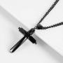 HZMAN Mens Polished Stainless Steel Silver Cross Pendant Necklace 22+2 Inches Chain