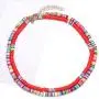 Heishi Surfer Necklace Choker Stackable Stretch Bracelet Set For Woman Girls Lightweight Colorful African Vinyl Disc Beads Necklace Braclet Summer Beach Vacation Jewelry