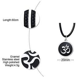 Mens Buddha Namaste Ohm Om Aum Sanskrit Symbol Medallion Pendant Necklace,Hindu Amulet Yoga Jewelry