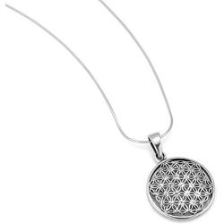 925 Sterling Silver Flower of Life Mandala 22 mm Circle Round Charm Pendant Necklace, 18 inches