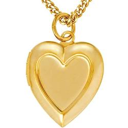 LIFETIME JEWELRY Inlaid Heart Locket Necklace for Women and Girls 24k Gold Plated