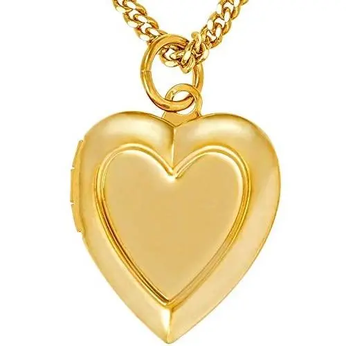 LIFETIME JEWELRY Inlaid Heart Locket Necklace for Women and Girls 24k Gold Plated LIFETIME JEWELRY Inlaid Heart Locket Necklace for Women and Girls 24k Gold Plated