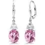 Gem Stone King 925 Sterling Silver Light Pink Created Sapphire Dangle Earrings For Women (6.00 Cttw, Oval 10X8MM) Gem Stone King 925 Sterling Silver Light Pink Created Sapphire Dangle Earrings For Women (6.00 Cttw, Oval 10X8MM)