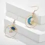 Star Moon Dangle Earrings for Girls Women Simple Earth Moon Charm Blue Drop Earrings