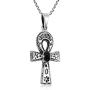Eternal Life .925 Sterling Silver Egyptian Ankh Simulated Black Onyx Inlay Pendant Necklace