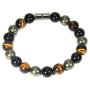 Auras by Osiris Triple Protection Bracelet - Black Tourmaline- Tiger Eye - Pyrite - Luxury Jewelry - Durable Bracelets (7, Triple Protection)