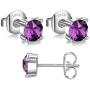 Swarovski Stud Earrings for Women - 925 Sterling Silver Crystal Earrings - Birthstone Earrings Studs for Girls - Amethyst Crystal From Swarovski By GoSparkling Allergy-Free Passed SGS Inspection