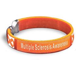 Fundraising For A Cause Multiple Sclerosis Awareness Orange Ribbon Bangle Bracelets - Adult Size (25 Bracelets in a Bag)