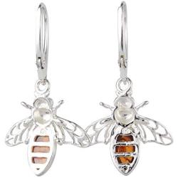 Sterling Silver and Baltic Honey Amber French Leverback Earrings''Bumble Bee'' (small)