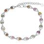 QITIAN 925 Sterling Silver Bracelet - 4.38Ct Oval Mixed Bracelet Birthstone Bracelet Nature Tourmaline Bracelet Christmas Gift For Women Girls, Chain Length 6.7''+1.2'' Extend