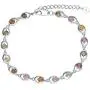 QITIAN 925 Sterling Silver Bracelet - 4.38Ct Oval Mixed Bracelet Birthstone Bracelet Nature Tourmaline Bracelet Christmas Gift For Women Girls, Chain Length 6.7''+1.2'' Extend