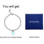 Jewanfix Charm Bracelet for Girls, Womens Stainless Steel Love Heart Charm Beaded Delicate Bracelet