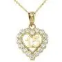 Elegant 10k Yellow Gold Quinceanera Open Heart Charm Pendant Necklace with Cubic Zirconia Elegant 10k Yellow Gold Quinceanera Open Heart Charm Pendant Necklace with Cubic Zirconia