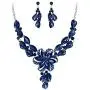 BriLove Womens Costume Fashion Crystal Peach Flower Enamel Statement Necklace Dangle Earrings Set BriLove Womens Costume Fashion Crystal Peach Flower Enamel Statement Necklace Dangle Earrings Set