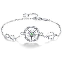 Esberry ✦Gifts for Mothers Day✦18K Gold Plated 925 Sterling Silver Bracelets Birthstone Set Rudder Shape Bracelets Birthday Gifts for Women Girls Mom Mother Wife Girlfriend