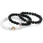 Linsoir Beads Trendy Baseball Bracelet Lava Stone/White Howlite/Matte Black Stone Beaded Bracelet Sports Jewelry for Boy Gift Jewelry 1 pc