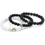 Linsoir Beads Trendy Baseball Bracelet Lava Stone/White Howlite/Matte Black Stone Beaded Bracelet Sports Jewelry for Boy Gift Jewelry 1 pc