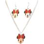 Porter Gallery USA Minnie Mouse Inspired Charm 16'' Necklace & Earrings Set Gift Boxed