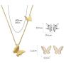 BQfife Butterfly Necklace for Women Originality Dainty Pendant Necklace Earrings Jewelry Set Gifts for Girls
