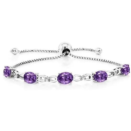 Gem Stone King 925 Sterling Silver Purple Amethyst Women Adjustable Tennis Bracelet (3.75 Ct) Gem Stone King 925 Sterling Silver Purple Amethyst Women Adjustable Tennis Bracelet (3.75 Ct)