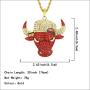 CANNE Hip Hop Bull Head Necklace 18K Gold Jewelry Tauren Plated Lab Simulation Diamond Ice Out Chain Mens Rap Street Costume Hemp Chain Necklace 30 Inch.