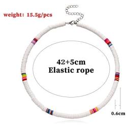 2PCS Heishi Choker Necklaces for Women Rainbow African Vinyl Disc Bead Collar Necklace Handmade Summer Necklace Beach Jewelry Set