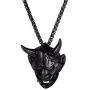 U7 Men Gothic Jewelry Stainless Steel Silver Black Evil Demon Horn Skull Pendant Necklace